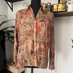 Vintage 90’s E.K. Designs Earthy Tones Textured Button Down Shirt